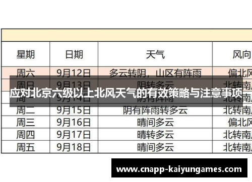 应对北京六级以上北风天气的有效策略与注意事项